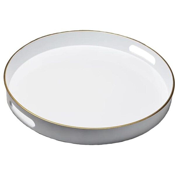 Spsyrine Bandeja decorativa redonda blanca bandeja de