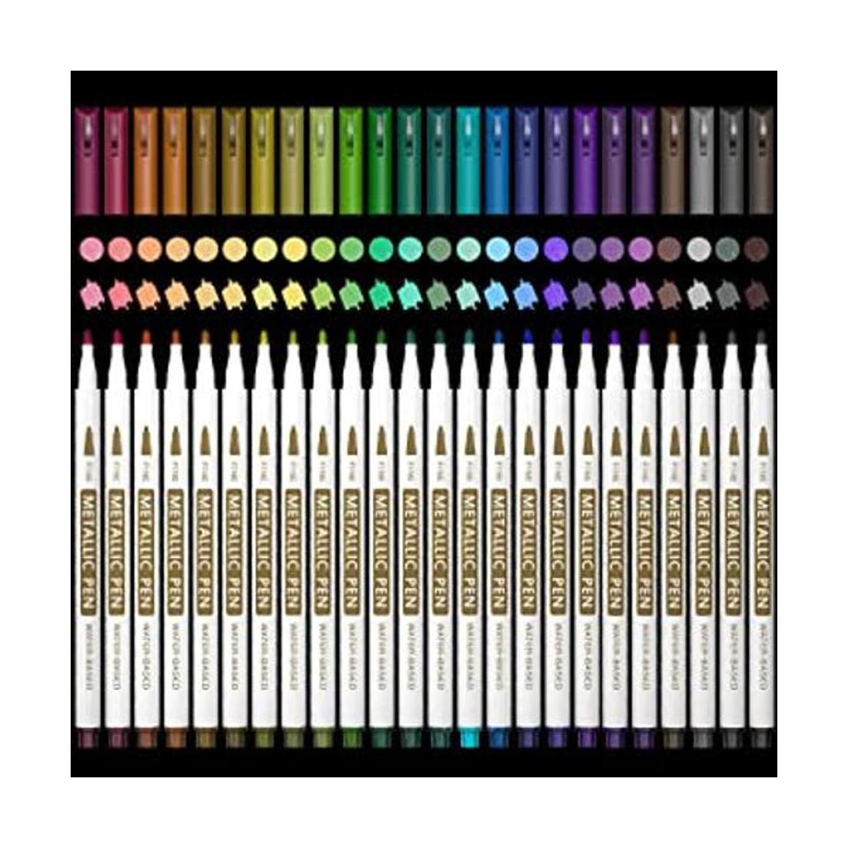 Lelix Rotuladores metálicos de 24 colores punta fina