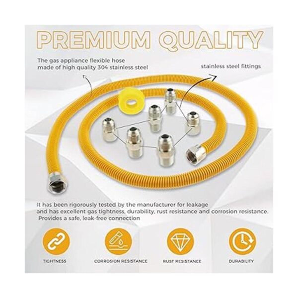 Línea de gas flexible de acero inoxidable de 72 pulgadas