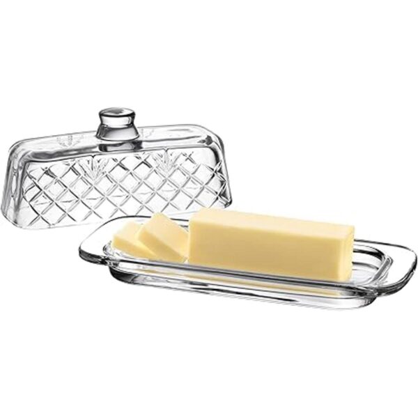 Royalty Art Mantequilla de vidrio con tapa recipiente de_4