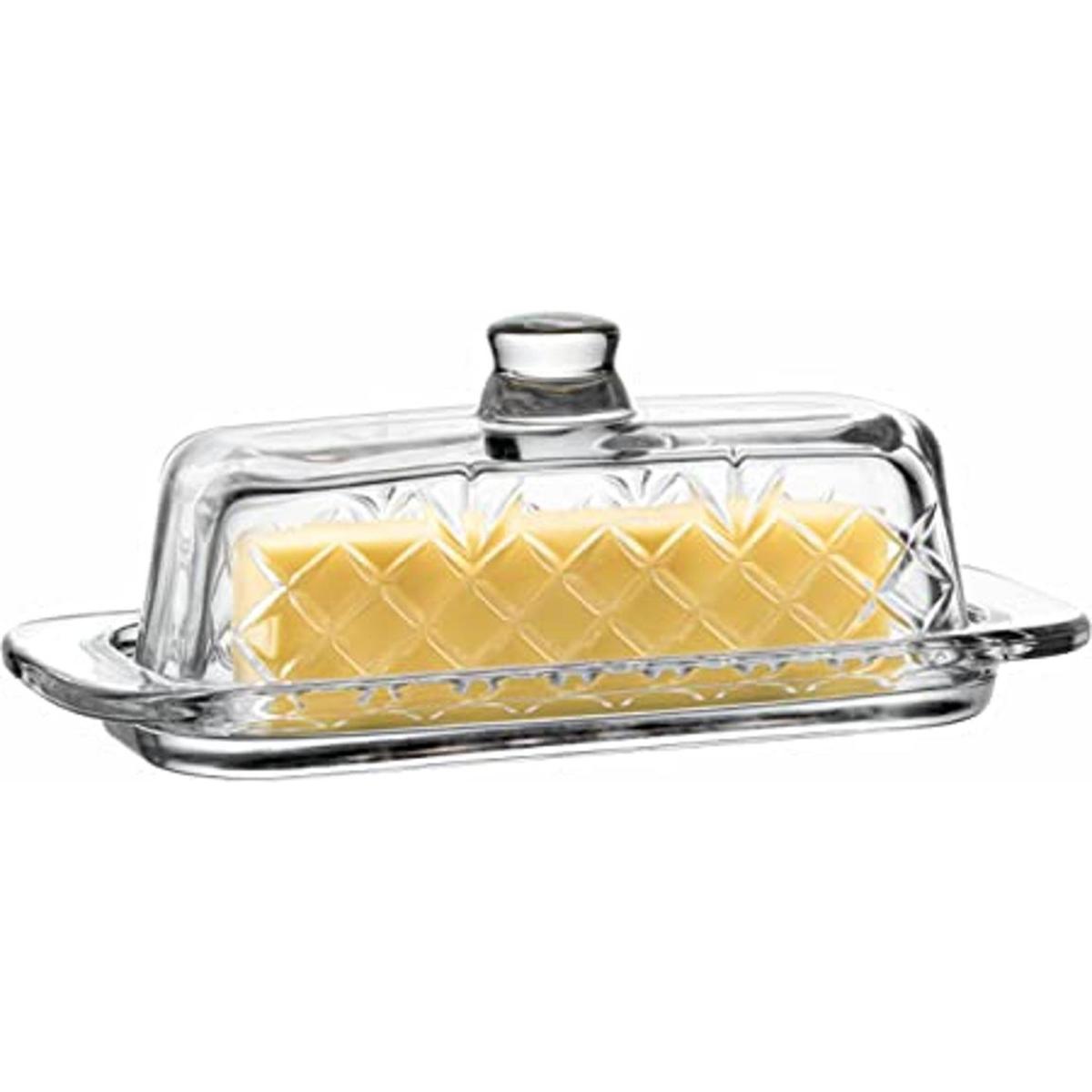 Royalty Art Mantequilla de vidrio con tapa recipiente de