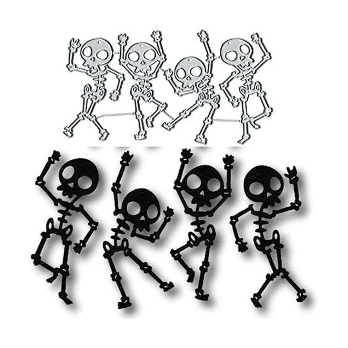 4 piezas de troqueles de metal de esqueleto de Halloween