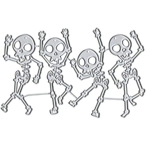 4 piezas de troqueles de metal de esqueleto de Halloween_2