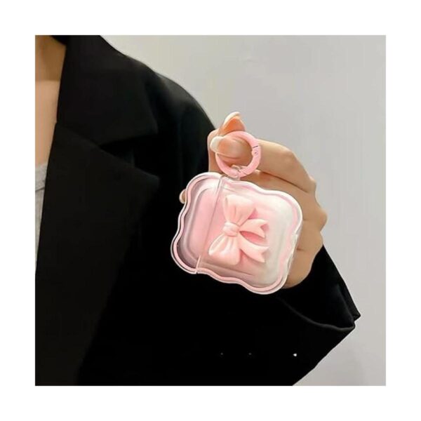 Bonita funda para AirPod con llavero lazo rosa diseño