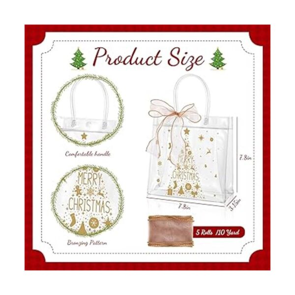 24 bolsas de regalo transparentes de Navidad con cinta de