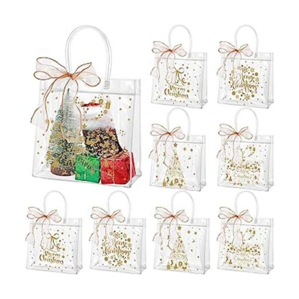24 bolsas de regalo transparentes de Navidad con cinta de