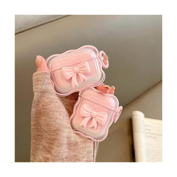 Bonita funda para AirPod con llavero lazo rosa diseño