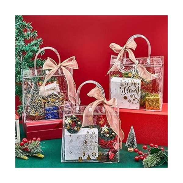 24 bolsas de regalo transparentes de Navidad con cinta de
