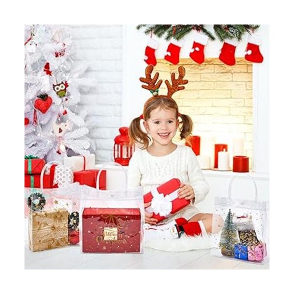 24 bolsas de regalo transparentes de Navidad con cinta de