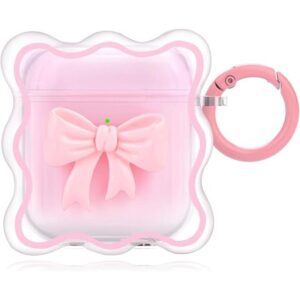 Bonita funda para AirPod con llavero lazo rosa diseño