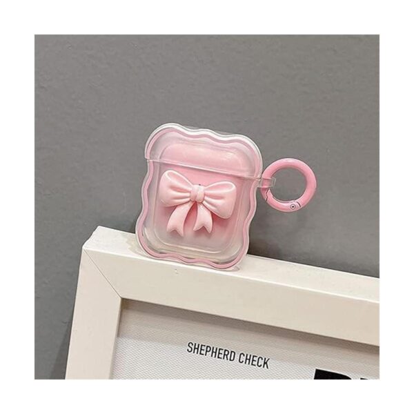 Bonita funda para AirPod con llavero lazo rosa diseño