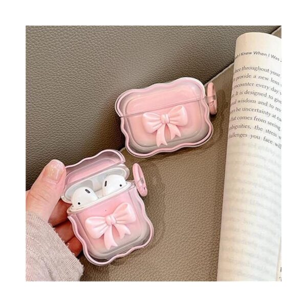 Bonita funda para AirPod con llavero lazo rosa diseño