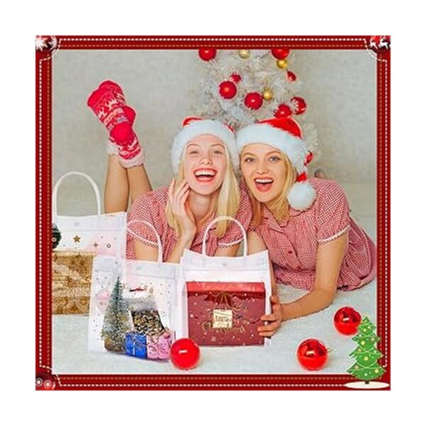 24 bolsas de regalo transparentes de Navidad con cinta de