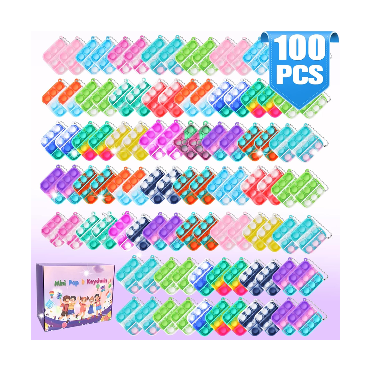 100 PCS Mini Pop Fidget Toys Pack Party Favours Silicone