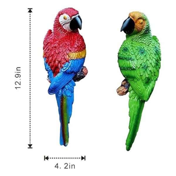 Paquete de 2 estatuas de loros artificiales colgantes de