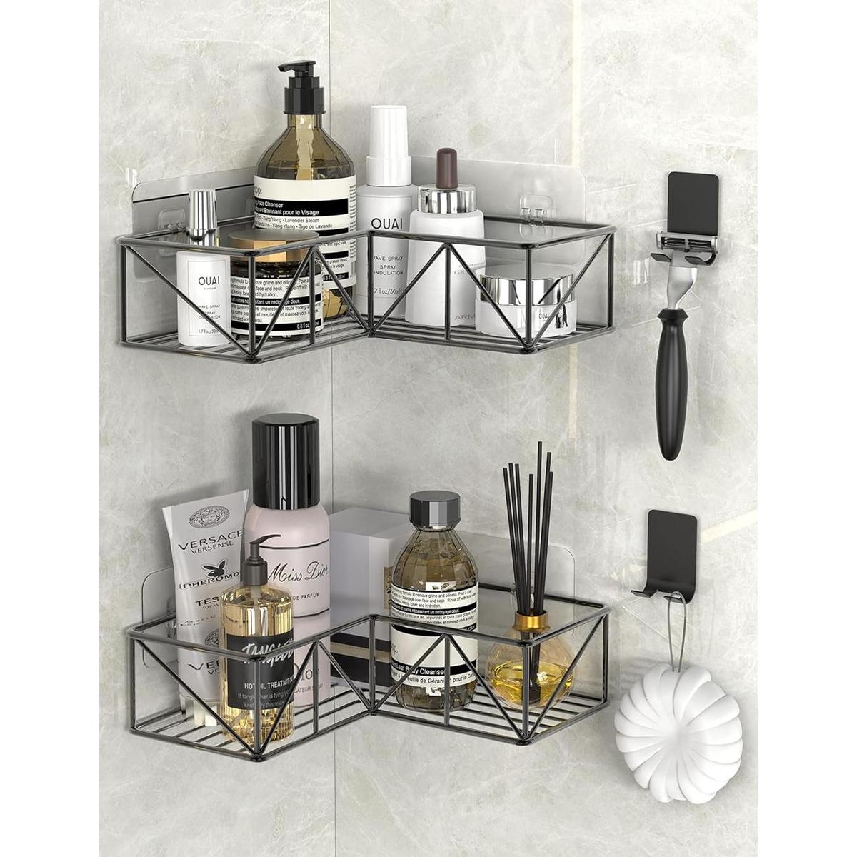 IPERLIFE Corner Shower Caddy Black Shower Organizer