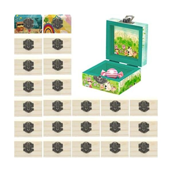 Paquete de 24 cajas de madera pequeña de 2.7 x 2.7 x 1.6