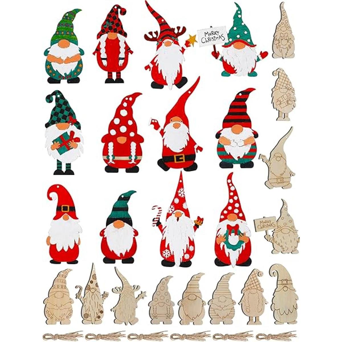 48 piezas de recortes de gnomos de madera de Navidad