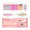 Pink Gaming Keyboard and Mouse Combo Light up Membrane
