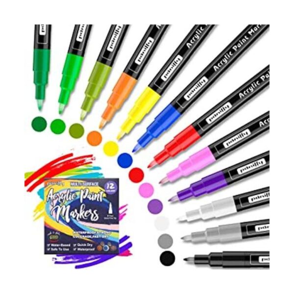 Juego de marcadores de pintura acrílica con 12 colores de