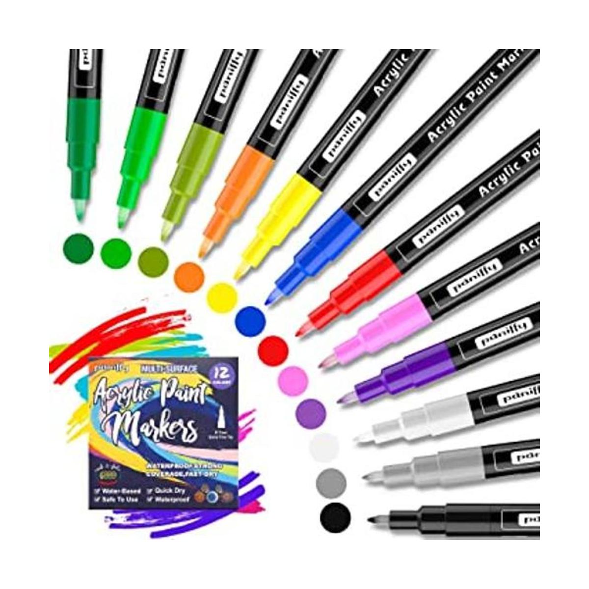 Juego de marcadores de pintura acrílica con 12 colores de