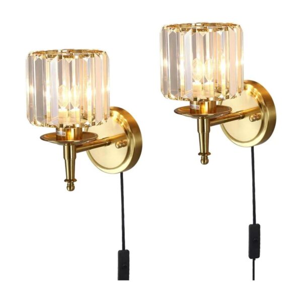 Set of 2 Modern Wall Sconces Crystal Wall Lamp Lampshade