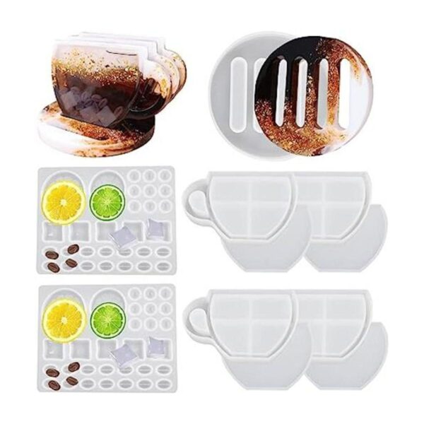 11 Pieces Set of Coffee Cup Resin Coaster Molds Shaker_1
