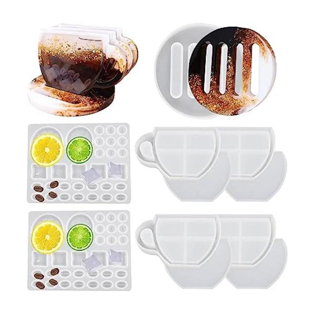 11 Pieces Set of Coffee Cup Resin Coaster Molds Shaker