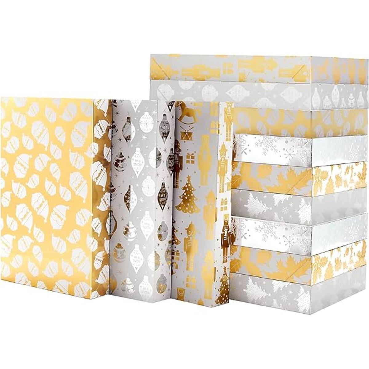 UNIQOOO 12 cajas de camisa de Navidad de color dorado
