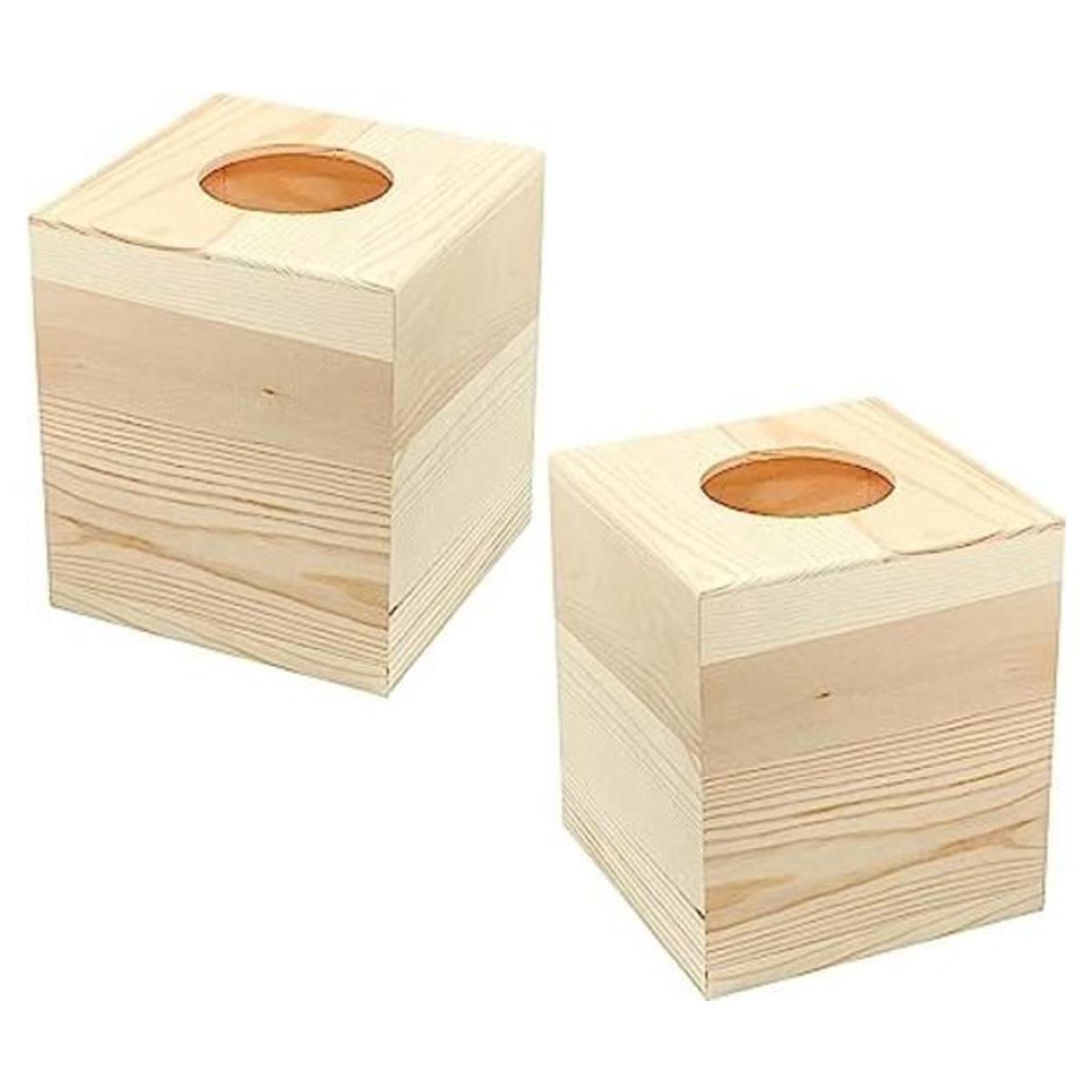 Paquete de 2 fundas cuadradas de madera para manualidades
