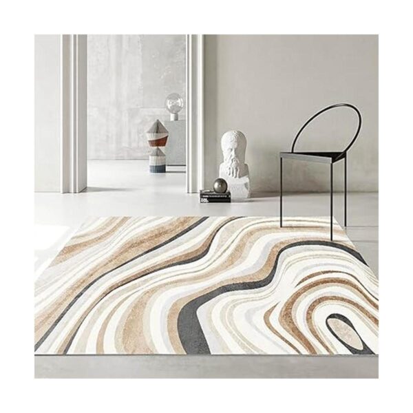 FINOREN Artistic Abstract Area Rug.Cream and Brown5x7_3