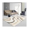 FINOREN Artistic Abstract Area Rug.Cream and Brown5x7_6