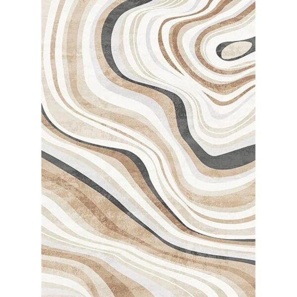 FINOREN Artistic Abstract Area Rug.Cream and Brown5x7_2
