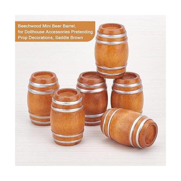 NBEADS 6 piezas de barril de madera en miniatura mini_4