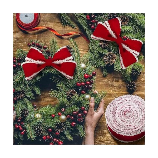 2 rollos de cintas decorativas de terciopelo de Navidad