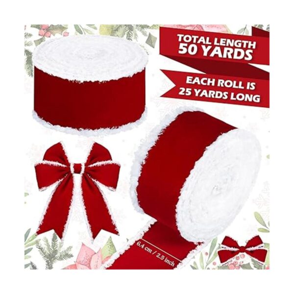 2 rollos de cintas decorativas de terciopelo de Navidad