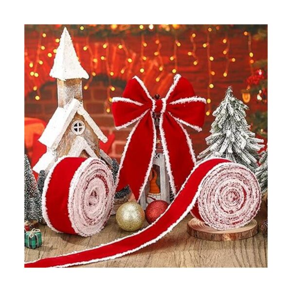 2 rollos de cintas decorativas de terciopelo de Navidad