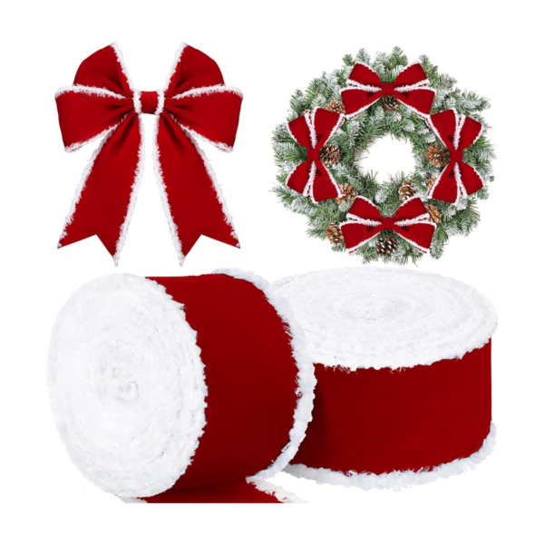 2 rollos de cintas decorativas de terciopelo de Navidad