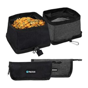 PetAmi Paquete de 2 cuencos plegables para perros cuencos
