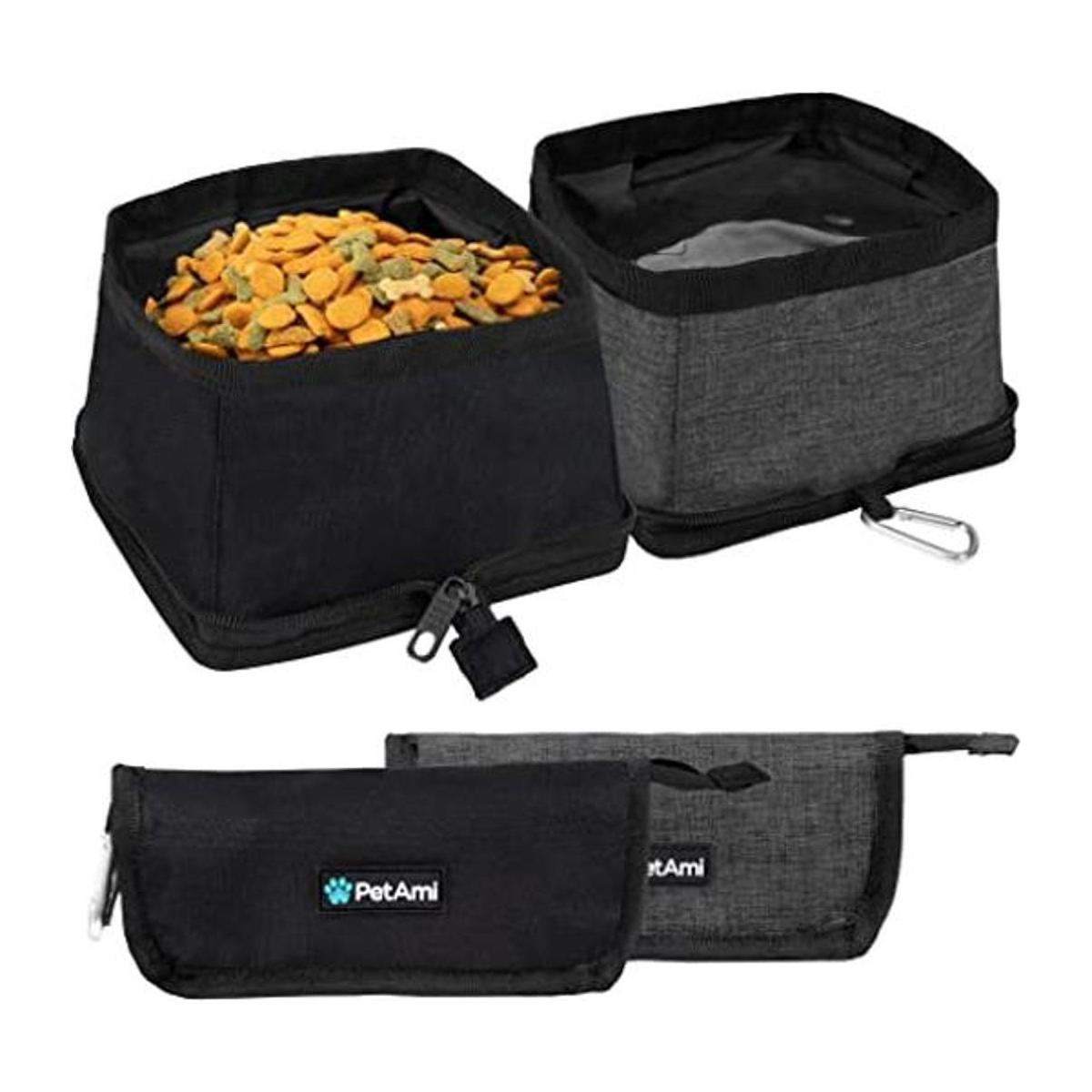 PetAmi Paquete de 2 cuencos plegables para perros cuencos