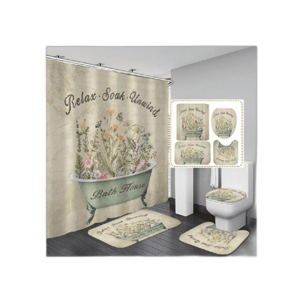 Juego de 4 cortinas de ducha estilo campestre vintage