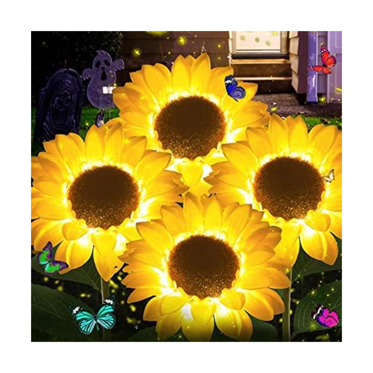 TYNLED Luces solares de jardín de girasol paquete de 4