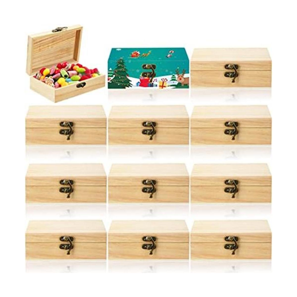 Caja de madera sin terminar de 12 piezas con tapa con