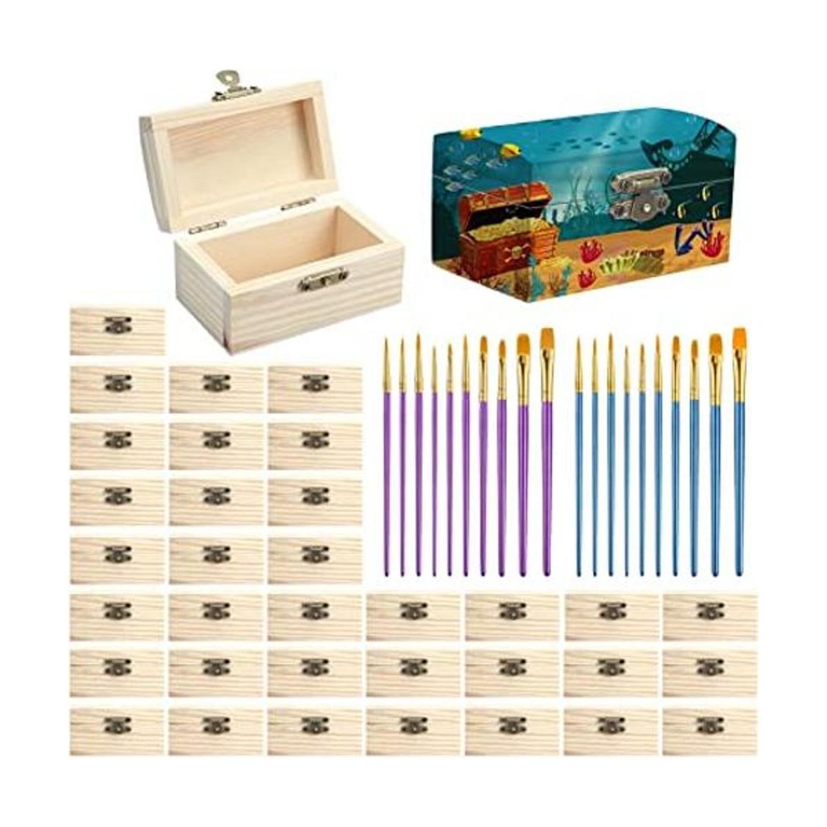 Caja de madera sin terminar de 36 piezas con 20 pinceles