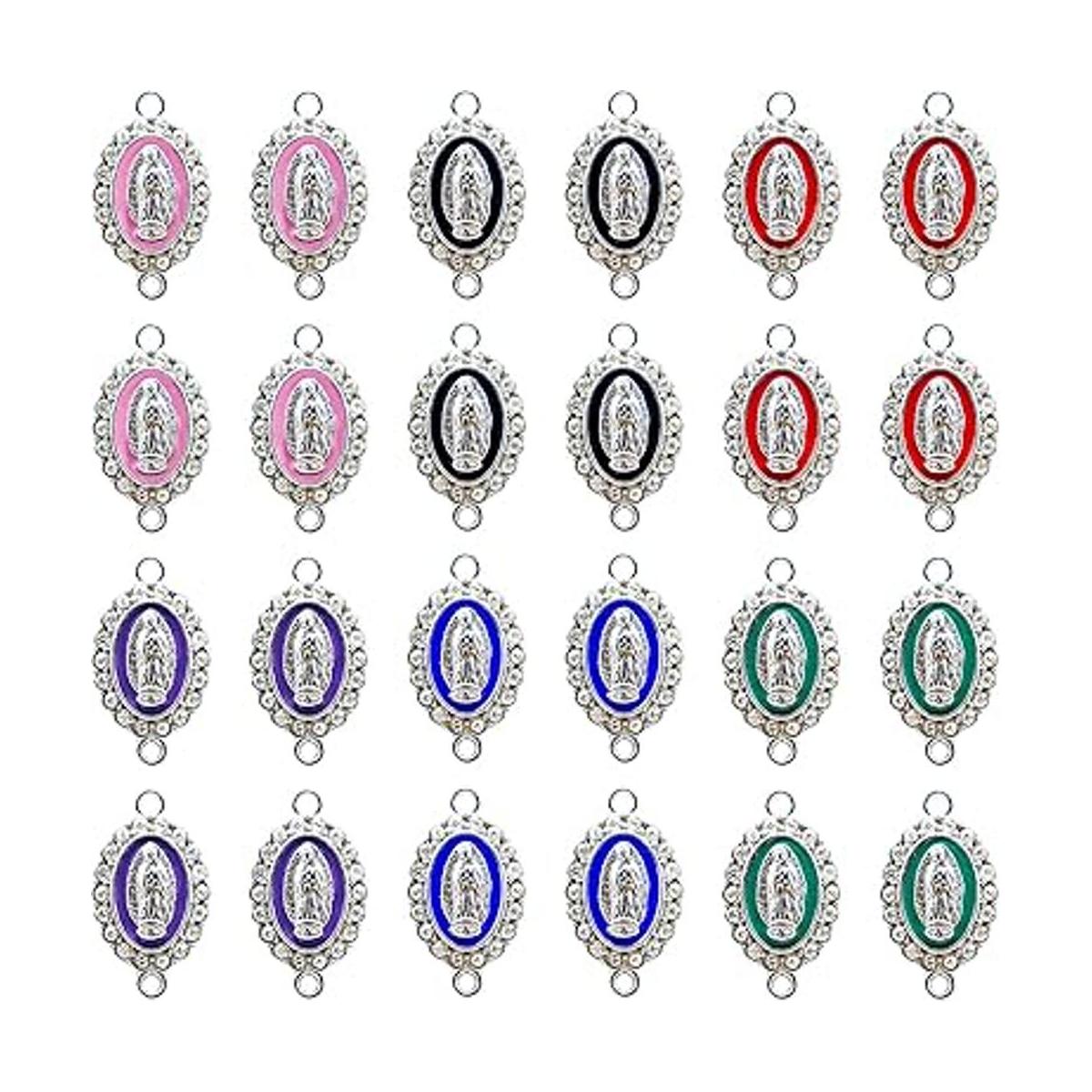 Morofme Virgin Mary Charms 24pcs Mix Color Enamel Our Lady