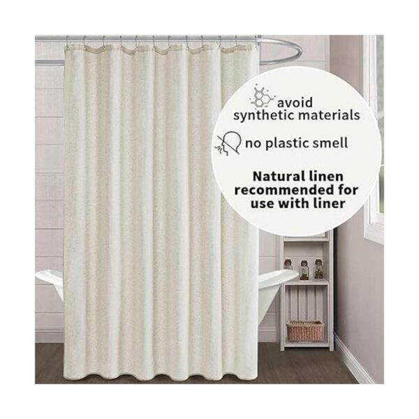 Cortina de ducha de lino estilo bohemio para baño tela