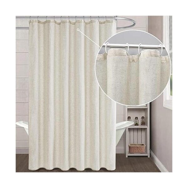 Cortina de ducha de lino estilo bohemio para baño tela