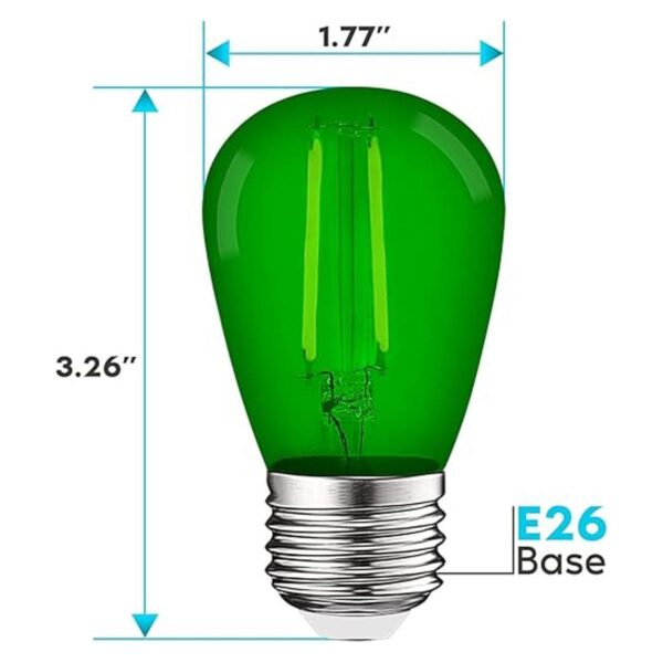 Luxrite Bombilla LED verde S14 Edison de 0.5 W bombillas_3