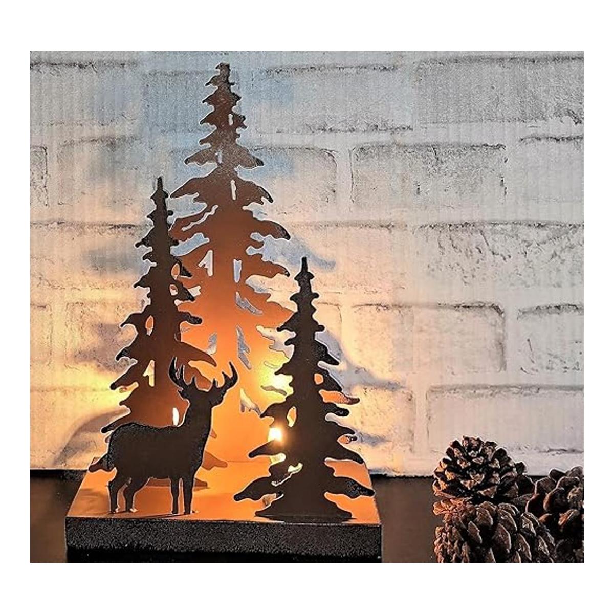 Decoración de mesa auxiliar de noche con diseño de ciervos