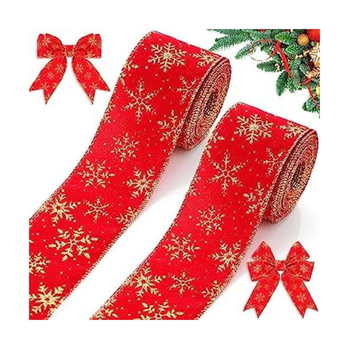 2 rollos20 yardas de cintas de terciopelo de Navidad con